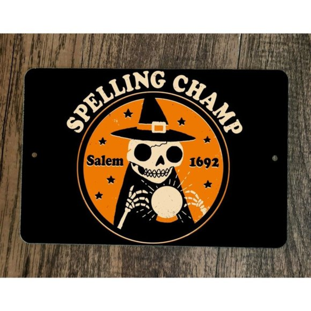 Spelling Champ Salem 1692 Witch 8x12 Metal Wall Sign Poster